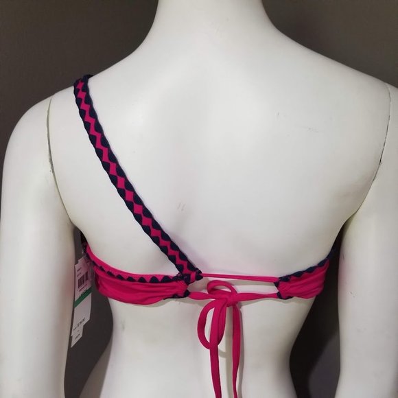 Lucky Brand Shell-Stitch Asymmetric Bikini  Swim Top - Picture 4 of 8